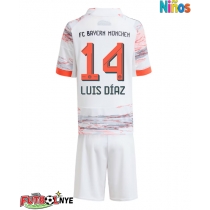 Camiseta Bayern Munich Luis Diaz #14 Visitante Equipación para niños 2025-26 manga corta (+ pantalones cortos)